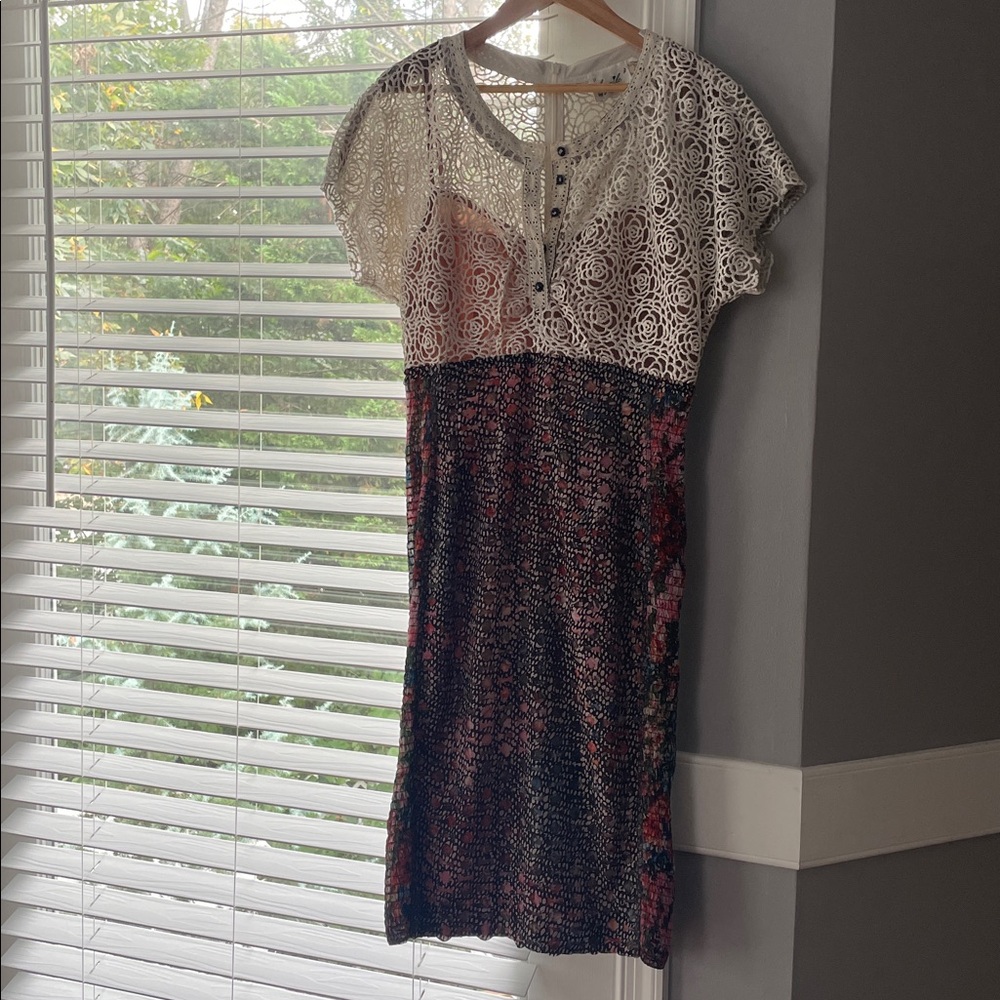 Lace Overlay Dress with Floral Skirt Byron Lars